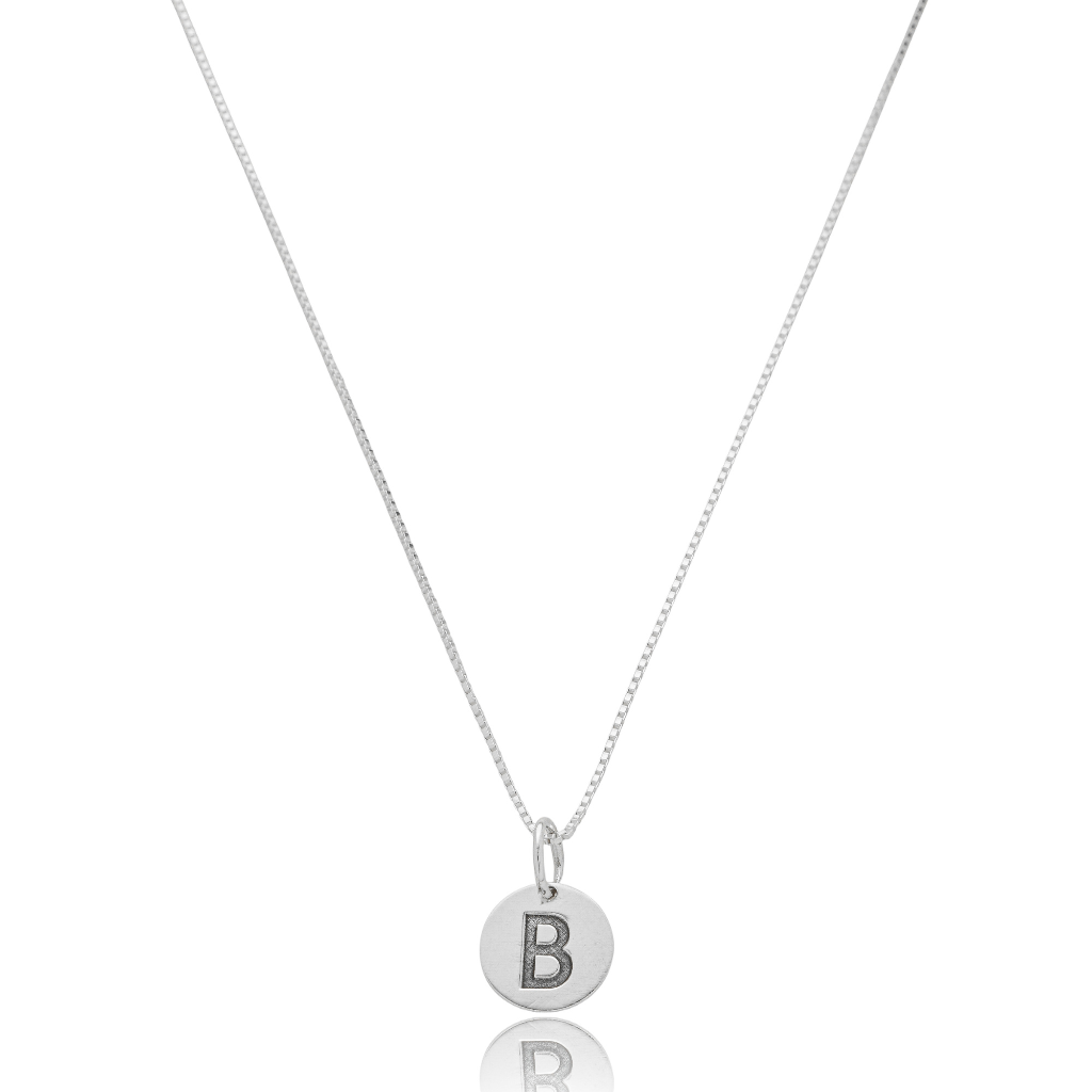 Colar Feminino em Prata - Medalha com Letra