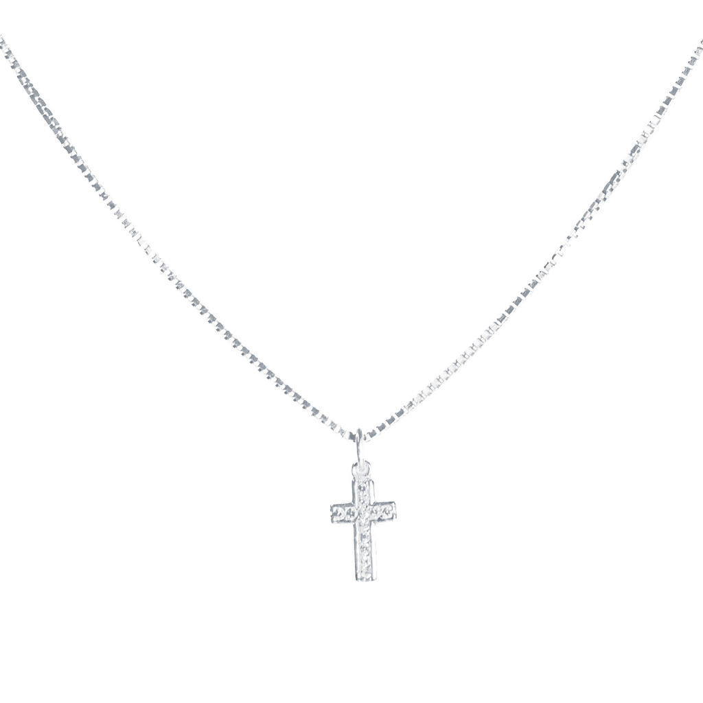 Colar em Prata 925 - Veneziana com Cruz Cravejada P