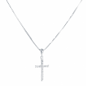 Colar em Prata 925 - Veneziana com Cruz Cravejada G