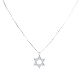 Colar em Prata 925 - Veneziana com Estrela de Davi Cravejada