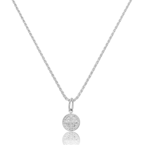 Colar em Prata 925 - Cordão Baiano com São Bento 8mm