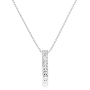 Colar em Prata 925 - Rabo de Rato com Placa Cravejada