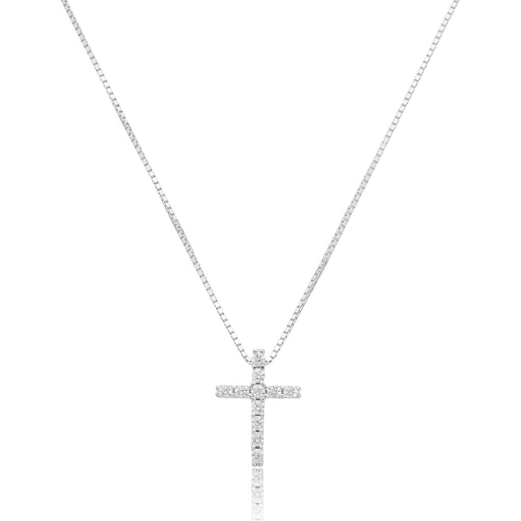 Colar em Prata 925 - Veneziana com Cruz Galeria