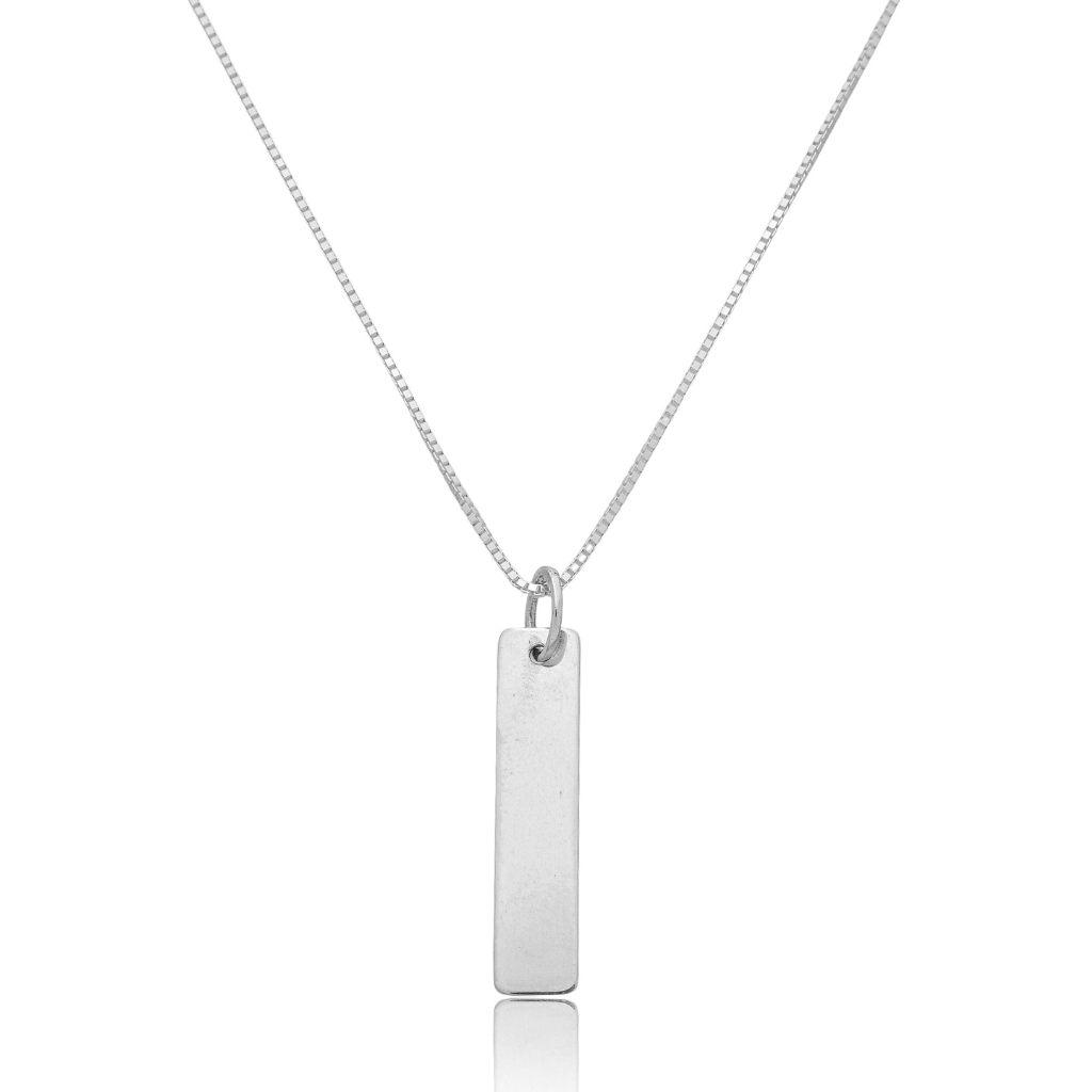 Colar em Prata 925 - Veneziana com Placa Lisa