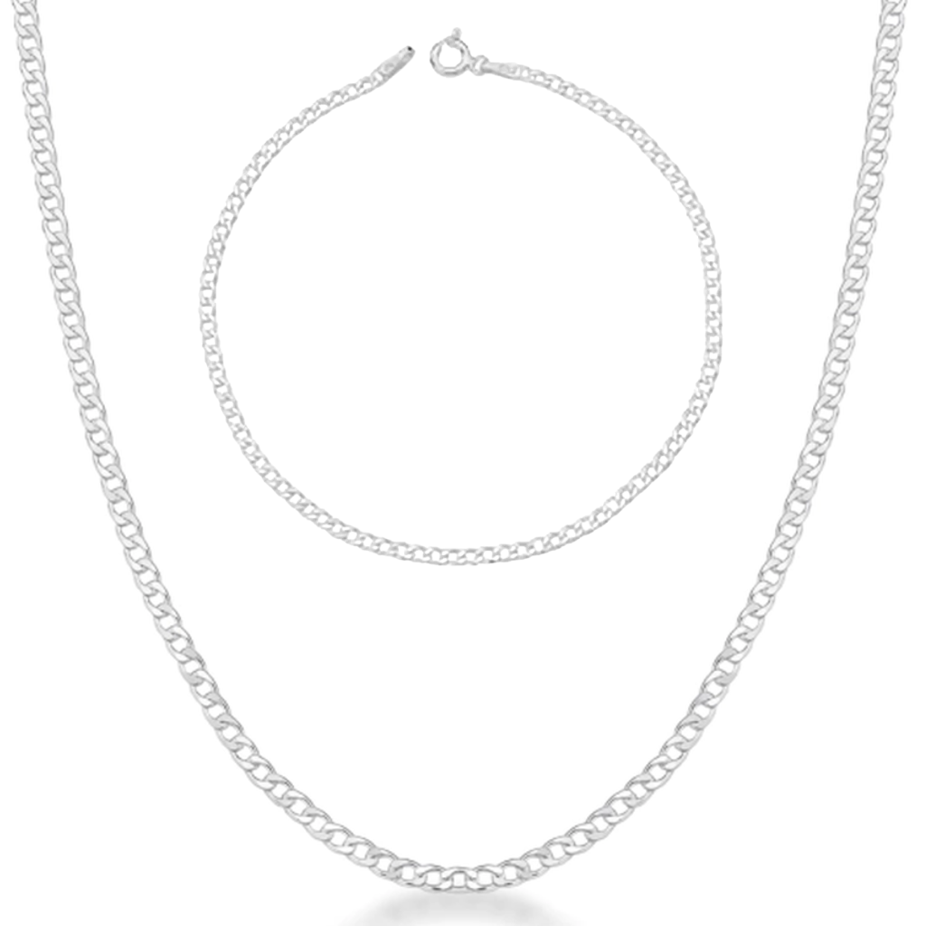 Conjunto corrente e pulseira em prata 925 - Grumet 2mm