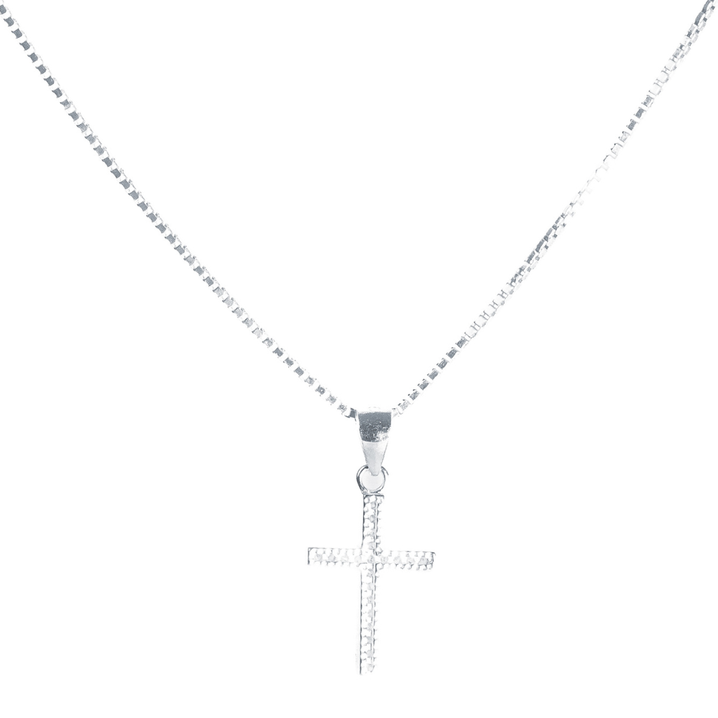 Colar em Prata 925 - Veneziana com Cruz Cravejada M