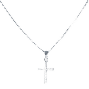 Colar em Prata 925 - Veneziana com Cruz Cravejada M
