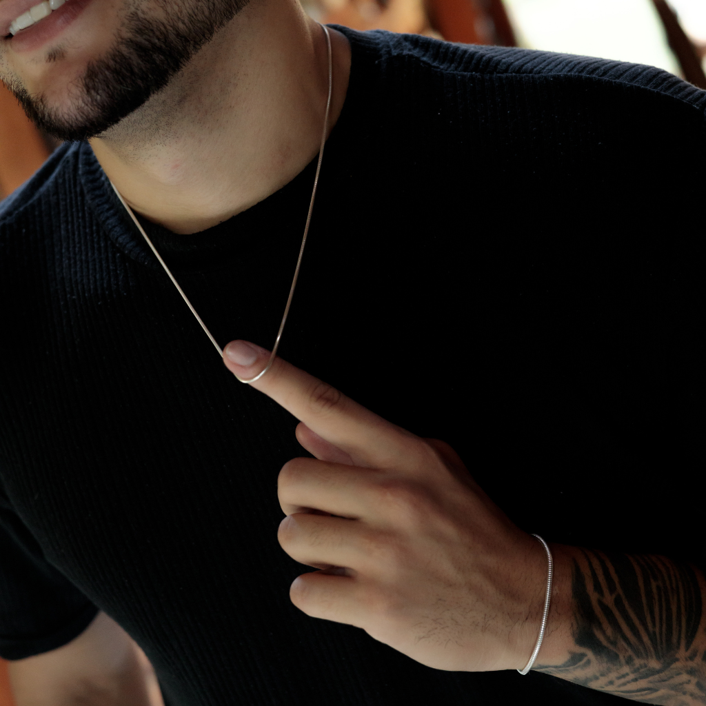 Conjunto corrente e pulseira em prata 925 - Rabo de rato