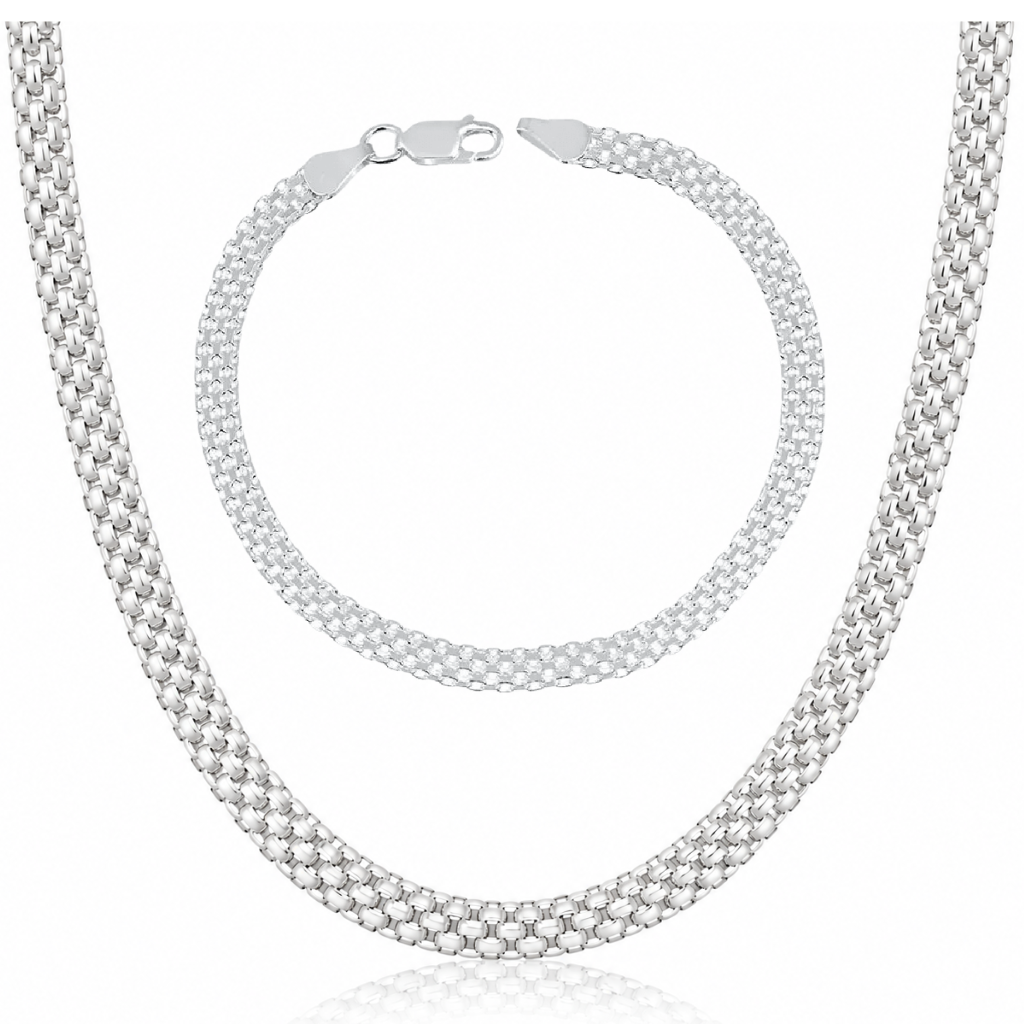 Conjunto em prata 925 - Esteira 4mm