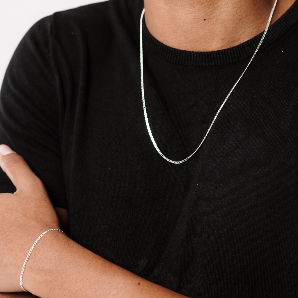 Conjunto corrente e pulseira em prata 925 - Grumet 2mm