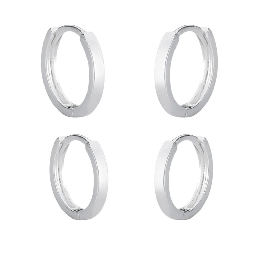 Kit de Brincos em Prata 925 - Argola Lisa Click