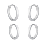 Kit de Brincos em Prata 925 - Argola Lisa Click