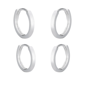 Kit de Brincos em Prata 925 - Argola Lisa Click