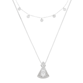 Colar Feminino em Prata - Medalhas Lisas com Nossa Sra Aparecida