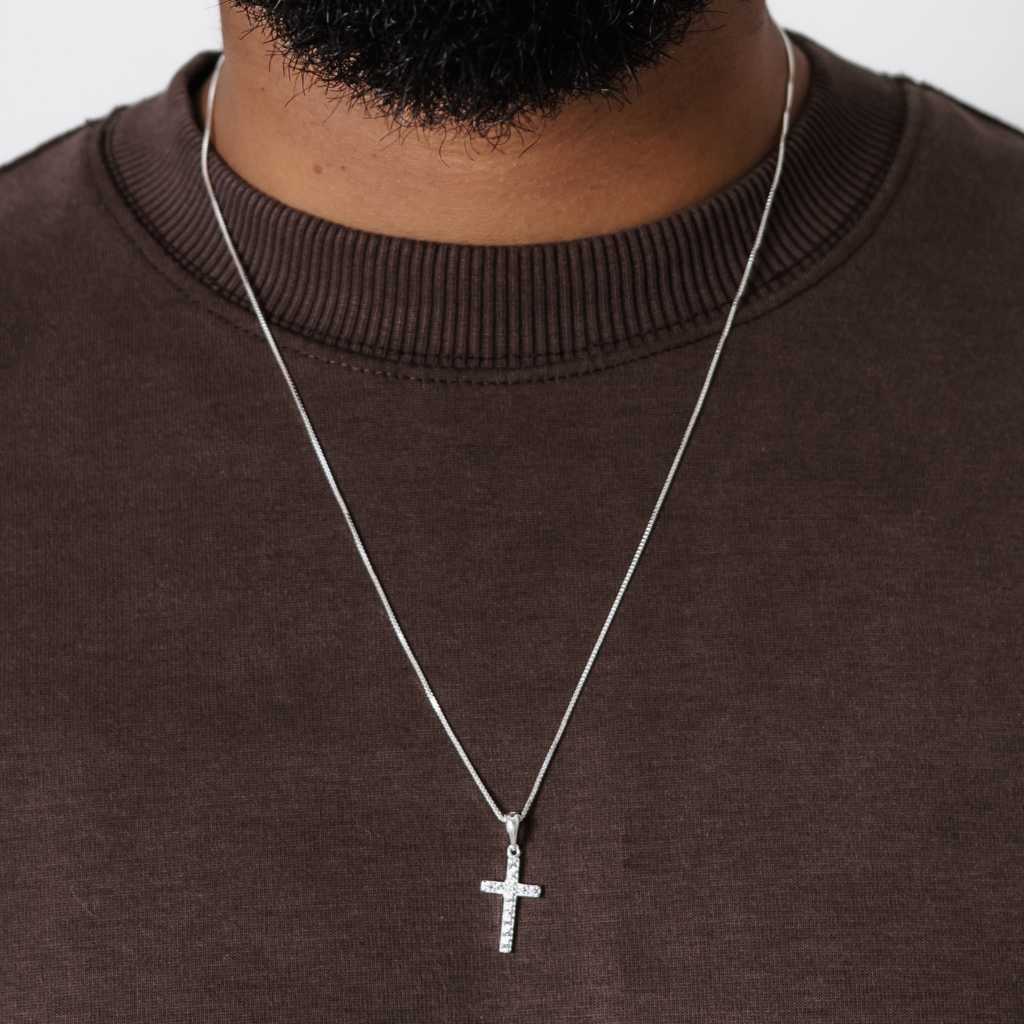 Pingente em Prata 925 - Cruz Cravejada G