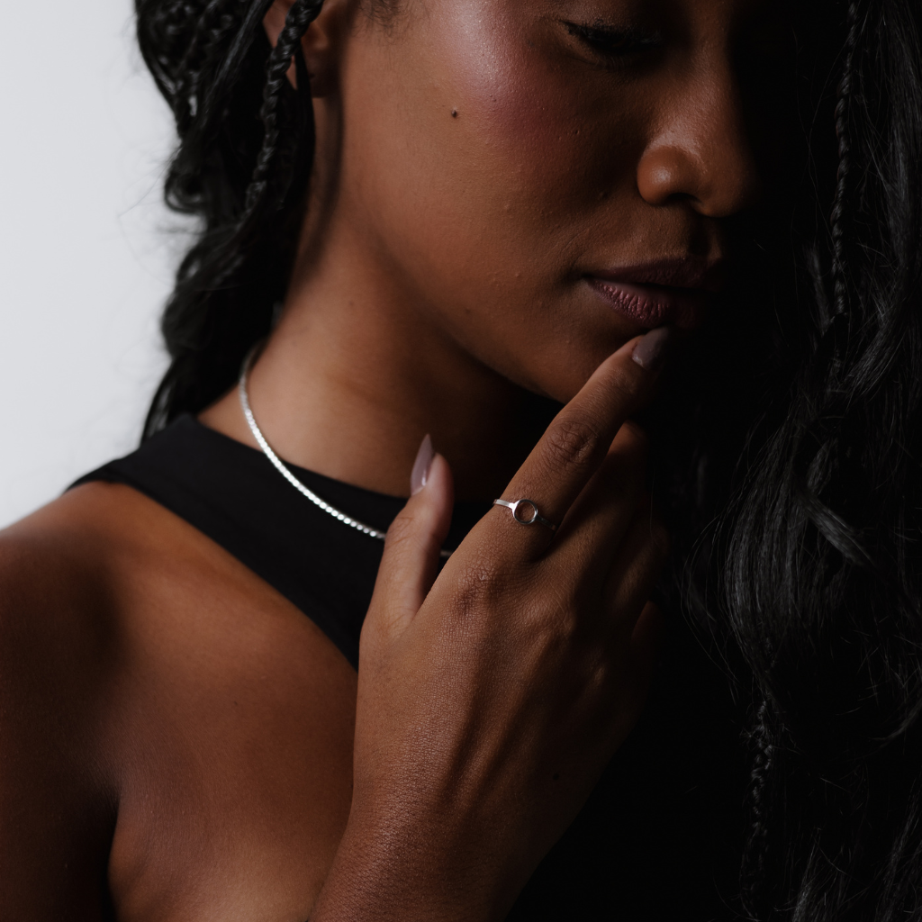 Anel Feminino em Prata - Circulo Vazado