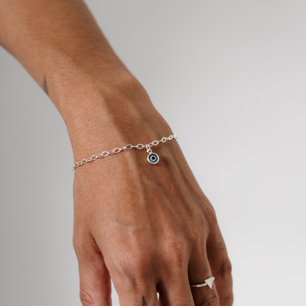 Pulseira Feminina em Prata - Olho Grego