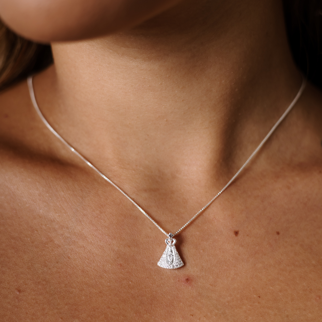 Colar Feminino em Prata - Nossa Senhora Aparecida