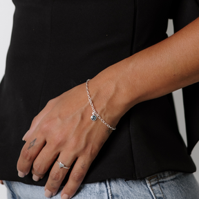 Pulseira Feminina em Prata - Olho Grego