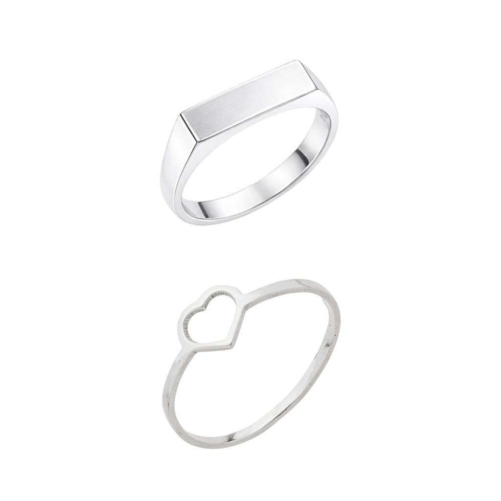 Conjunto Feminino em Prata - Anéis Lisos