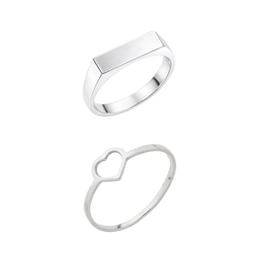 Conjunto Feminino em Prata - Anéis Lisos