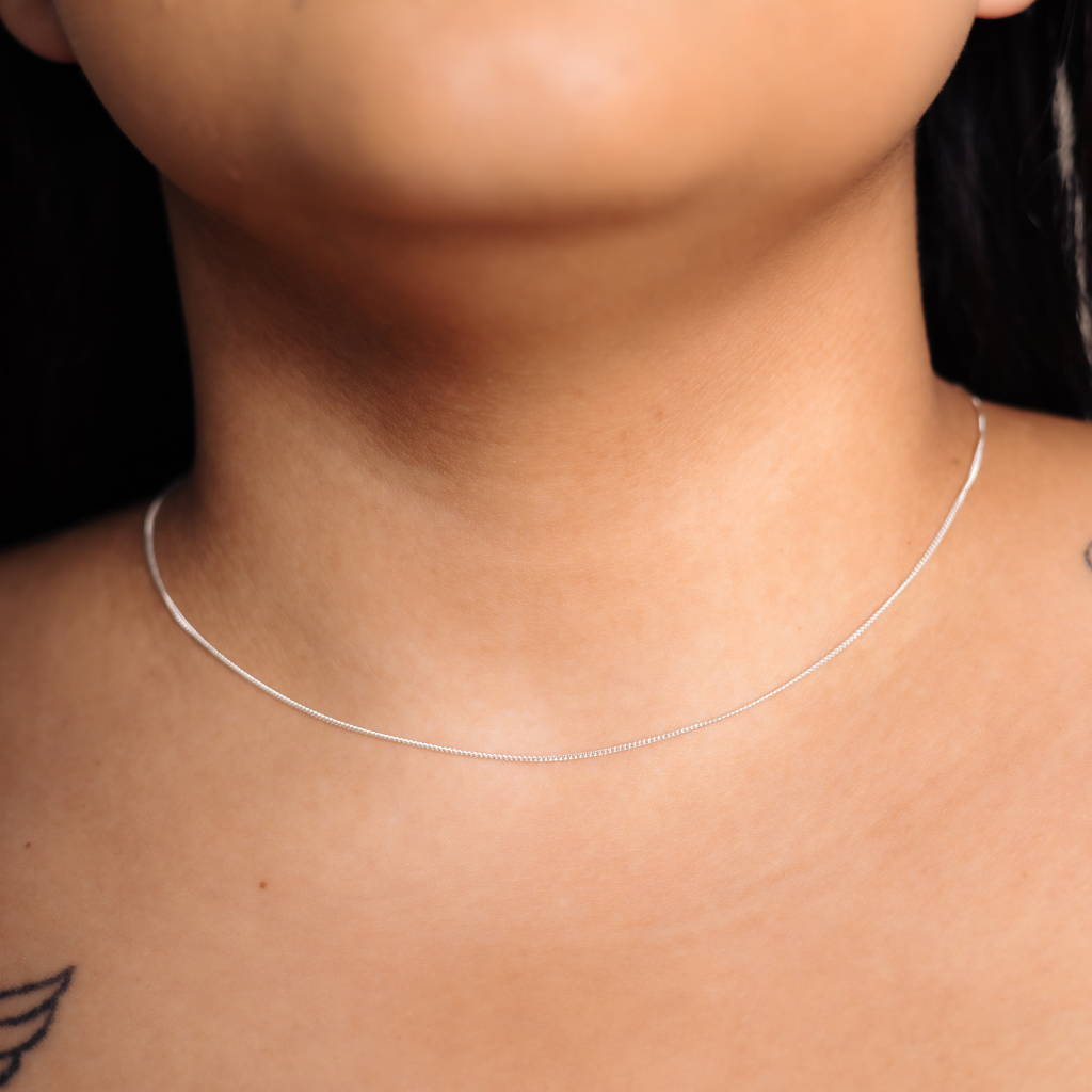 Corrente Feminina em Prata - Grumet 1mm