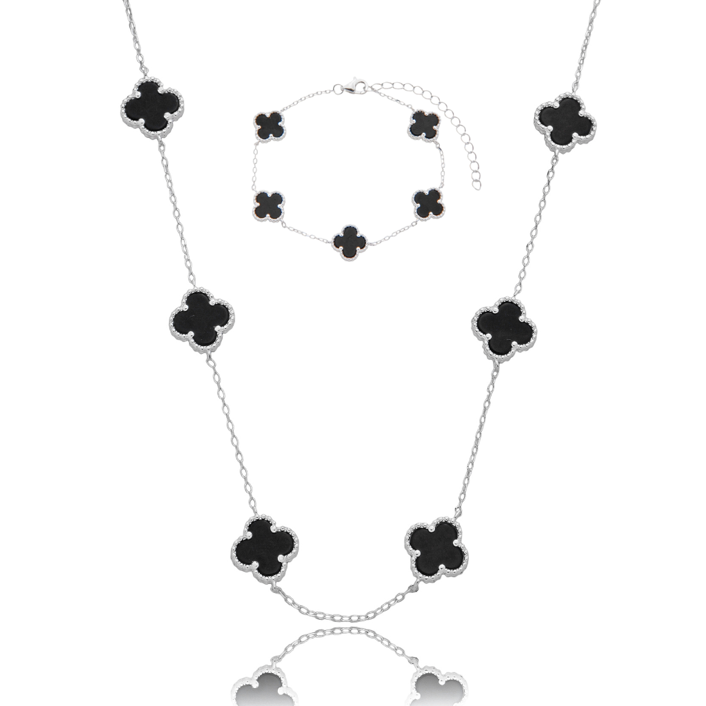 Conjunto Feminino Prata - 5 Trevos Ônix