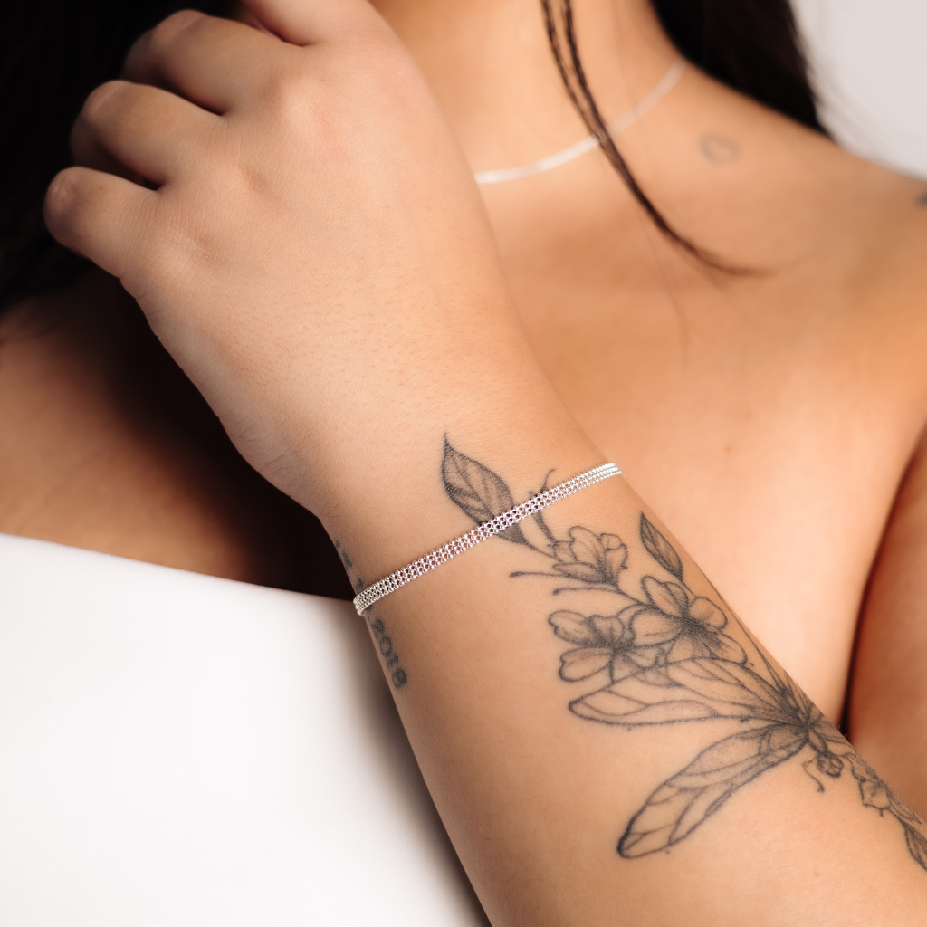 Pulseira Feminina em Prata - Esferas Tripla