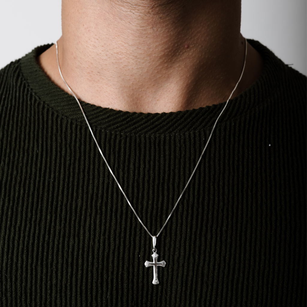 Colar em Prata 925 - Veneziana com Cruz Detalhada