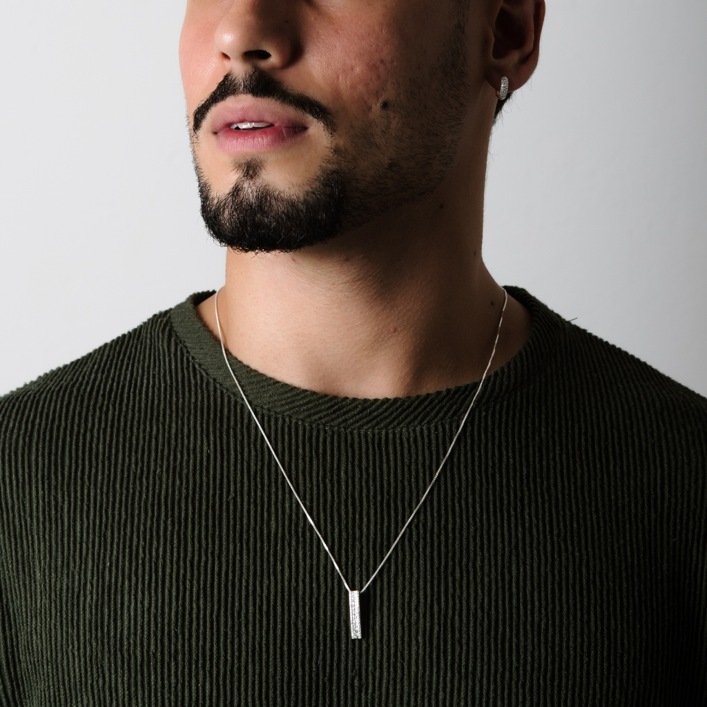 Colar em Prata 925 - Veneziana com Placa Cravejada