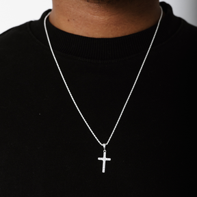 Colar em Prata 925 - Cordão Baiano com Cruz Cravejada G