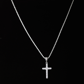 Colar em Prata 925 - Cordão Baiano com Cruz Cravejada G