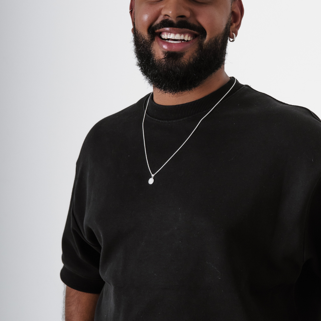 Colar em Prata 925 - Cordão Baiano com São Bento Cravejado