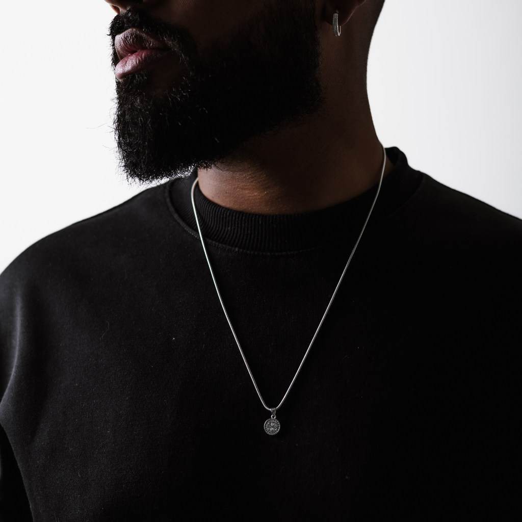 Colar em Prata 925 - Rabo de Rato com São Bento Cravejado