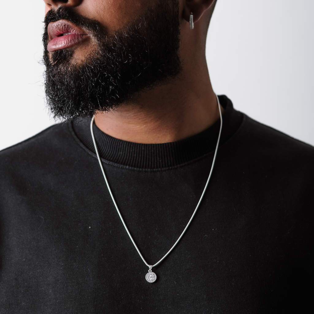 Colar em Prata 925 - Rabo de Rato com São Bento Cravejado