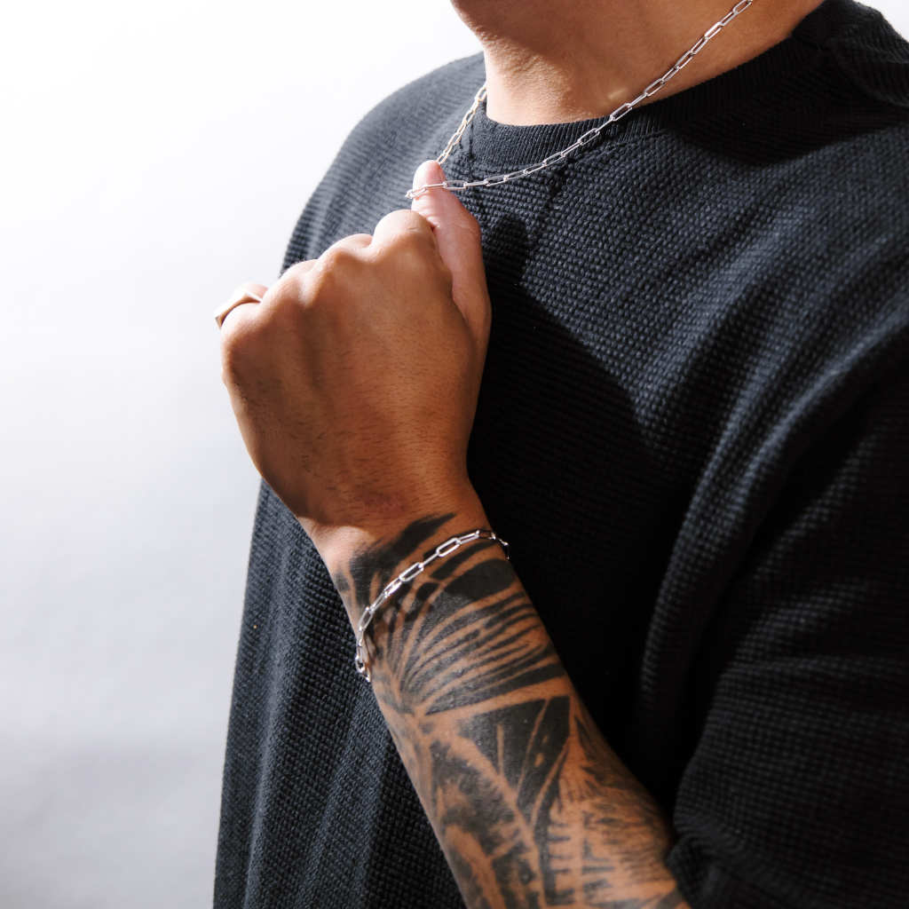 Pulseira em Prata 925 - Cadeado Elo Longo