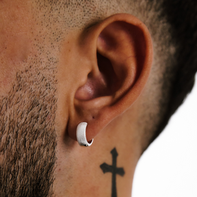 Brinco em Prata 925 - Argola Diamantada Trabalhada