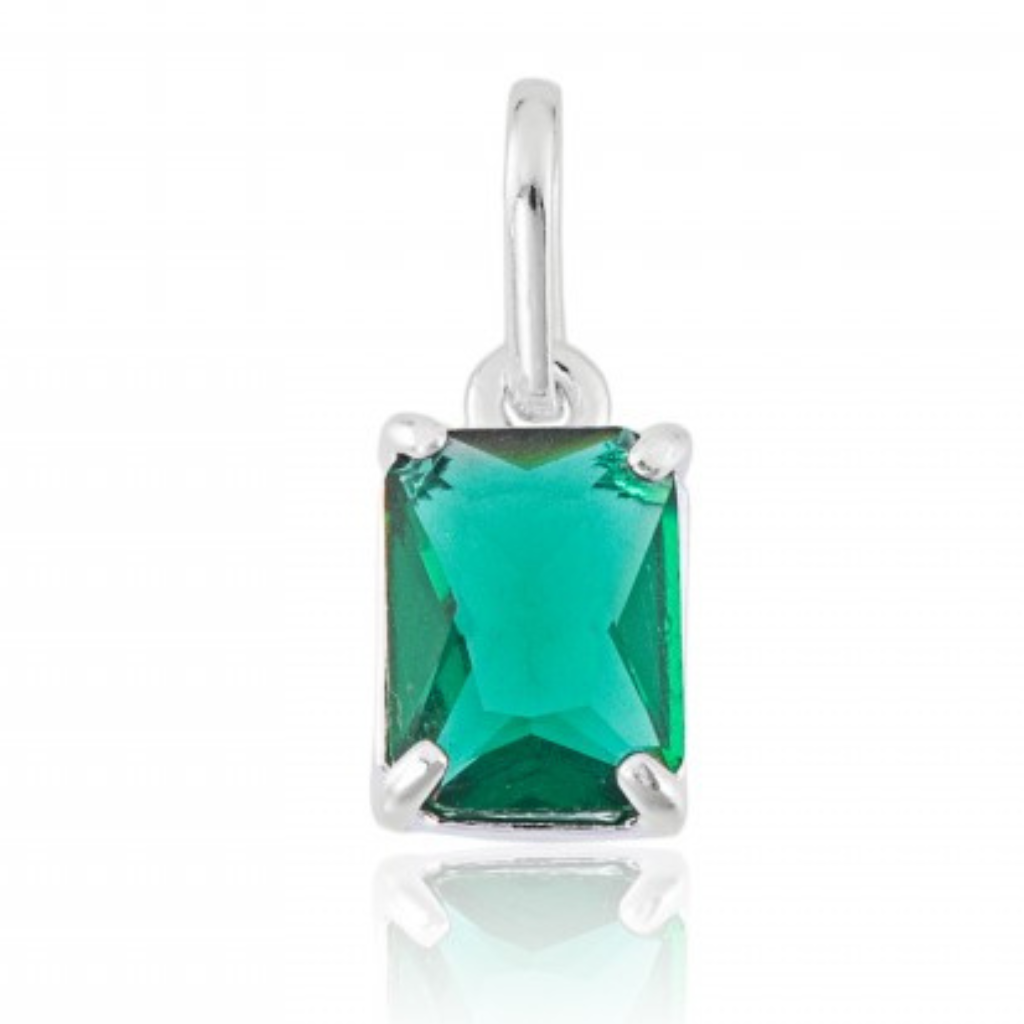 Pingente em Prata 925 - Zircônia Verde Escura