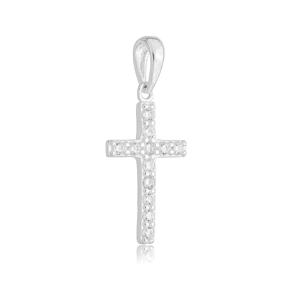 Pingente em Prata 925 - Cruz Cravejada G