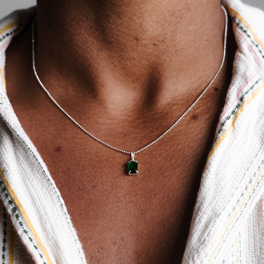 Pingente em Prata 925 - Zircônia Verde Escura