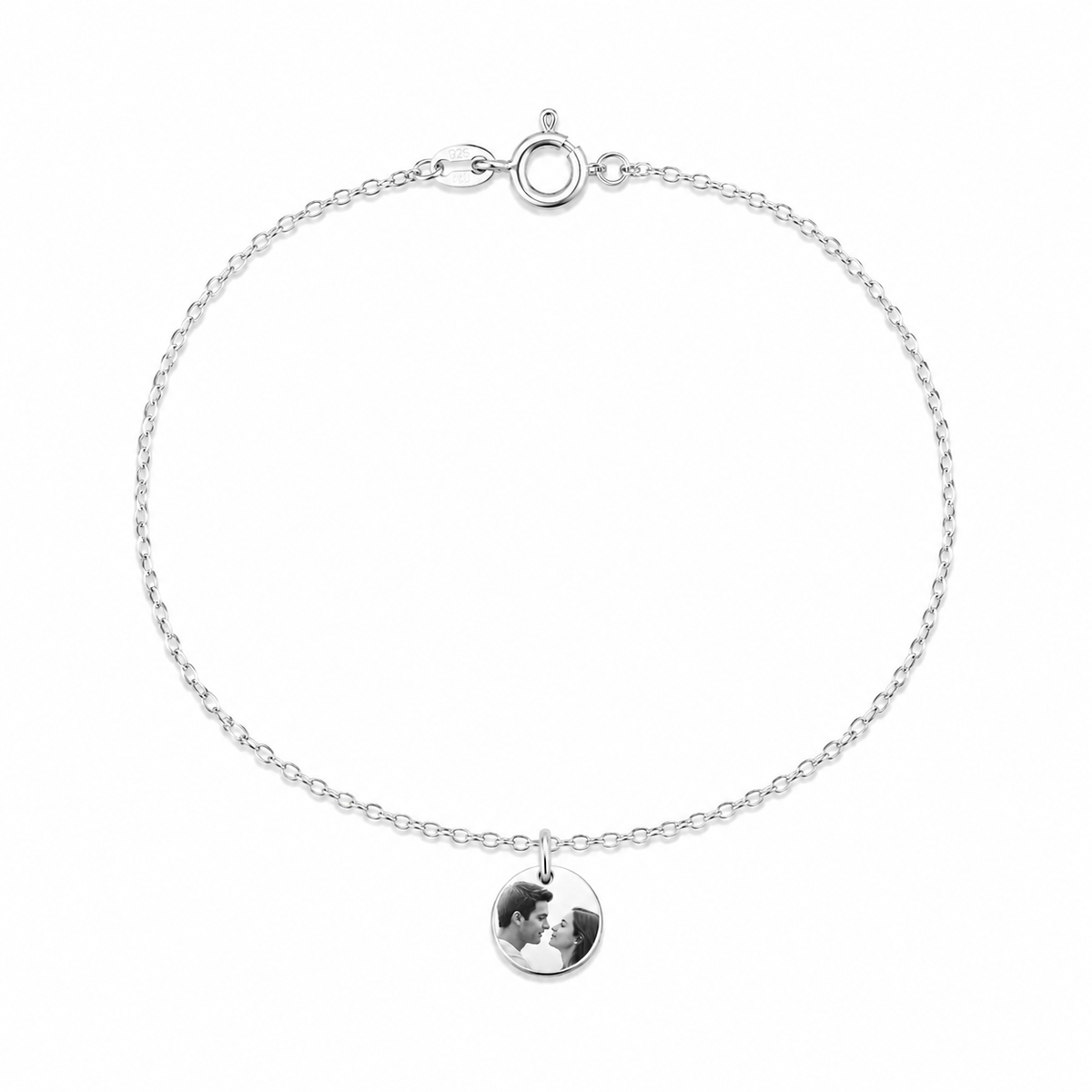 Pulseira Personalizada em Prata 925 - Medalha com Foto
