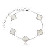 Pulseira em Prata 925 - 5 Trevos Madrepérola