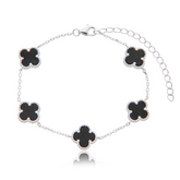 Pulseira em Prata 925 - 5 Trevos Ônix