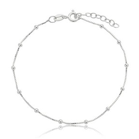 Pulseira Feminina em Prata - Veneziana com Bolinhas