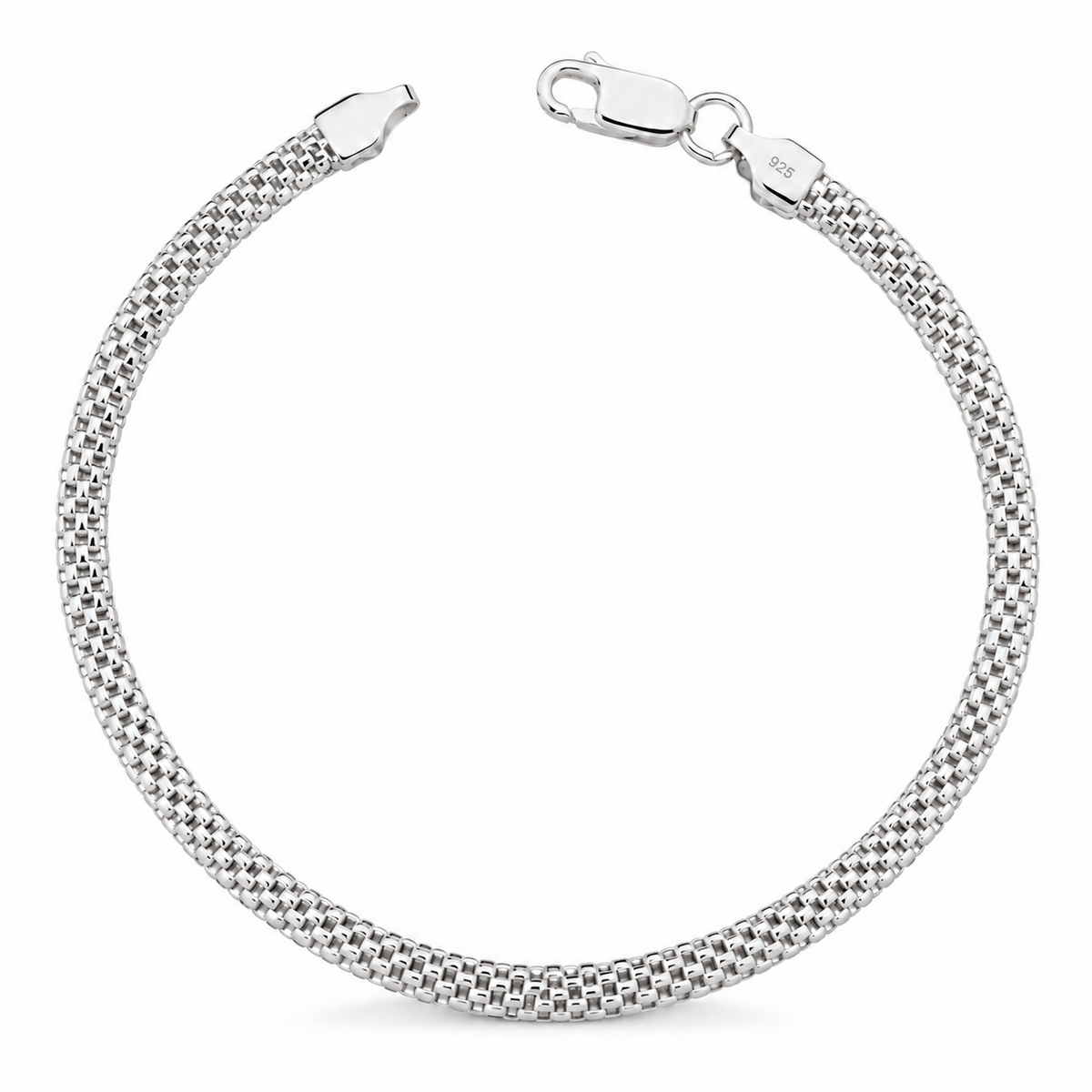 Pulseira em prata 925 - Pipoca achatada fina