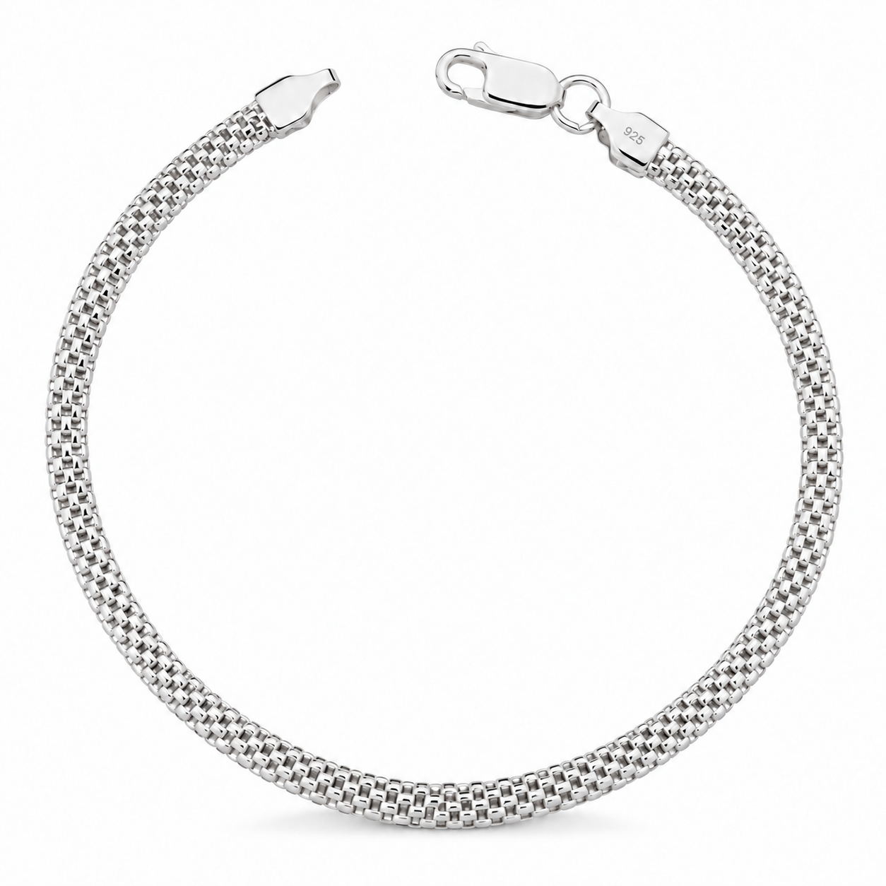 Pulseira em prata 925 - Pipoca achatada fina