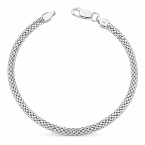 Pulseira em prata 925 - Pipoca achatada fina