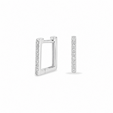 Brinco em Prata 925 - Argola Quadrada Cravejada