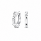 Argola com zircônia retangular em Prata 925, acabamento polido e fechamento click.