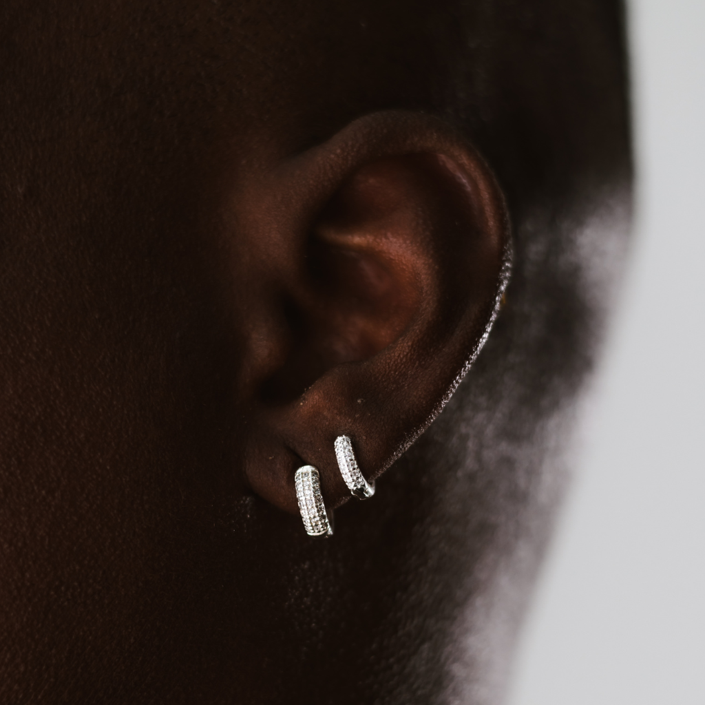 Brinco em Prata 925 - Argola Abaulada Fileira Tripla